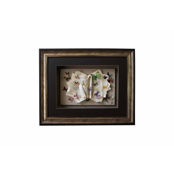 NEW MARMOL GALLERY framed wall art in butterfly book - Picture 1 of 1